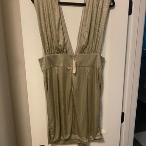 Anthropologie - Shimmering Gold Sleeveless Dress